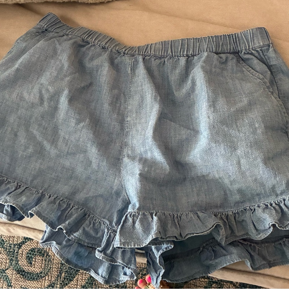 J. Crew Light Blue Ruffle Hem Shorts